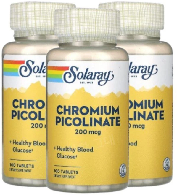 솔라레이 크로뮴 크롬 피콜린산 200mcg 100정 3개 피콜리네이트 Chromium - 쿠팡