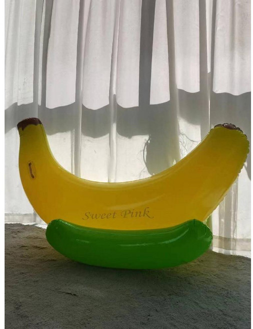 바나나시소 물놀이 에어바운스 물놀이장 수영장 에어바이킹 놀이기구, 바나나 보트 1.6m + 풋 펌프, 1개