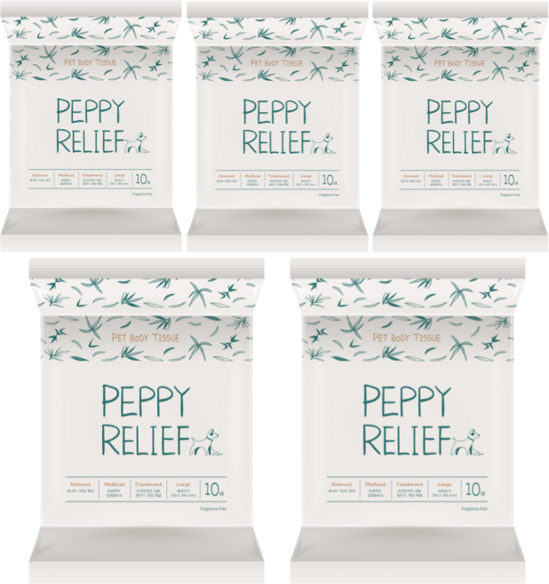 페피릴리프 애견 바디청결티슈 무향 펫 바디 물티슈, 5팩, 10매