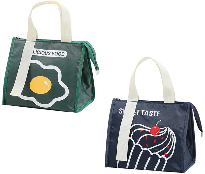 1+1 미니 보냉가방 보온보냉 직장인 도시락가방, 곤색, 흑녹색