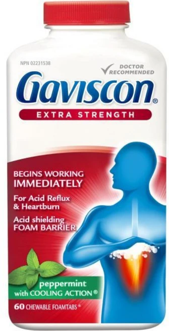 가비스콘 엑스트라 스트렝스 페퍼민트 60정, Peppermint, 60 Count (Pack of 1) - 쿠팡