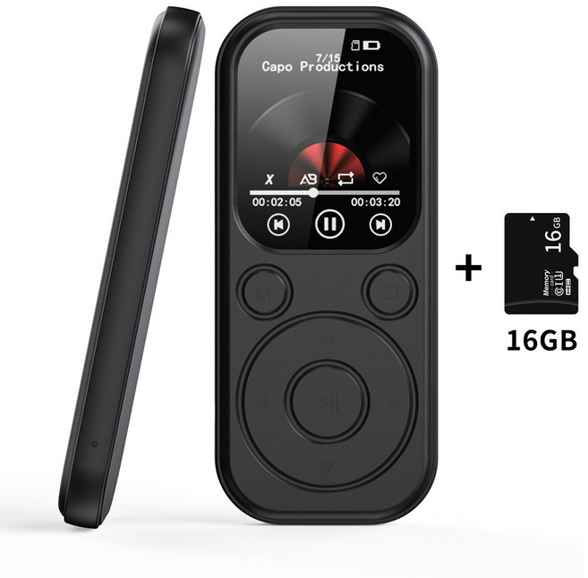 블루투스 5.0 MP3 플레이어 TF 스테레오 전자 라디오 FM 내장 지원 MP4 음악 스피커 휴대용, BK with 16G TF Card