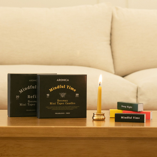 명상 캔들 세트(홀더+캔들10pcs+메세지성냥) 테이퍼캔들 비즈왁스 양초 릴렉싱 힐링 요가, 명상캔들세트, 메세지성냥(랜덤)