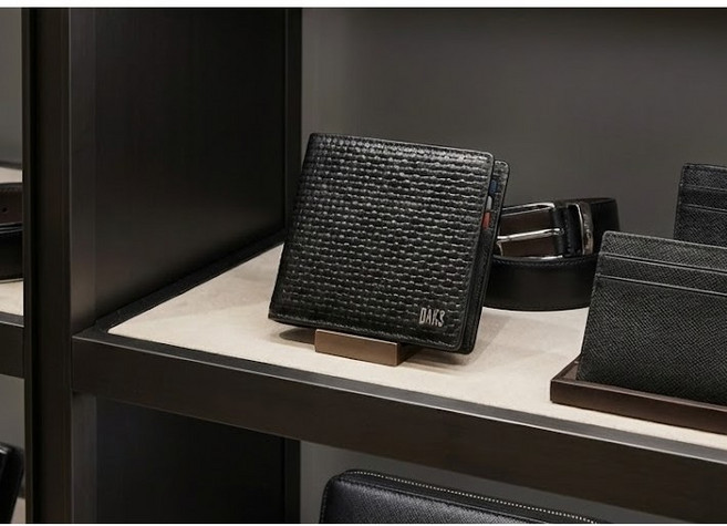닥스 가죽을 실제로 엮어서 짠듯한 메쉬엠보 무늬 남성 소가죽 반지갑 (선물포장)
