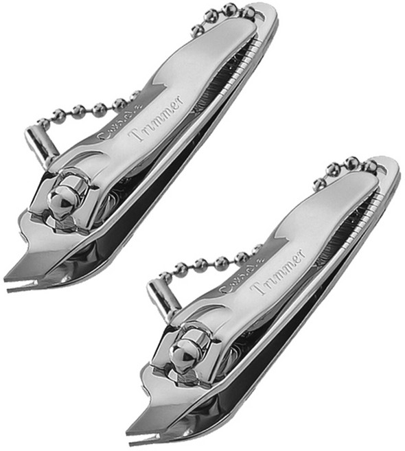 쓰리세븐 777 CT-118FC 체인 손톱깍이 손톱 큐티클트리머 큐티클 깍이, 2개, 실버