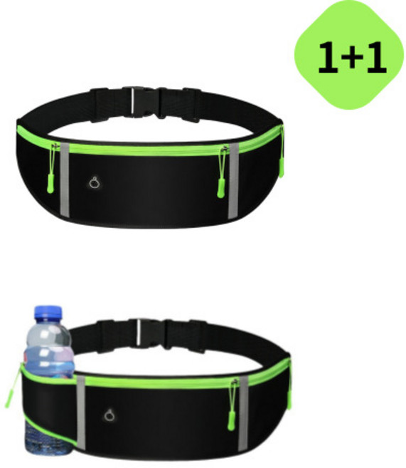 아세티 러닝 벨트 요술가방 힙색 허리에 차는 슬링백, 2개, 블랙