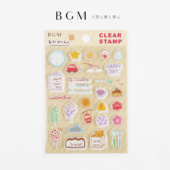 莫莫日貨 BGM水晶印章透明印章組 2021年12月新品 日本進口生活日常系列 手帳裝飾必備, 1個