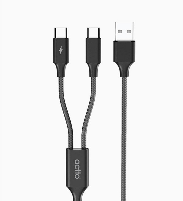 엑토 C타입 2in1 멀티 고속 충전 케이블 USB-45 스마트폰 2대 동시에 충전가능, 1개