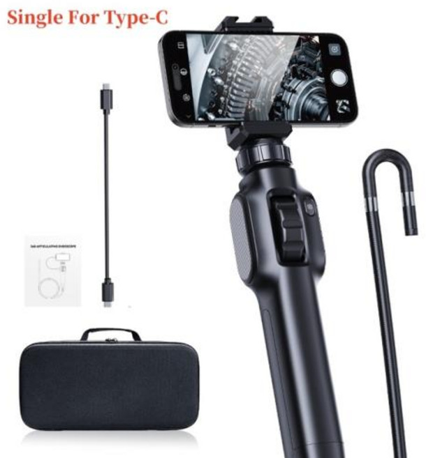 내시경 카메라 스마트폰 연결 C타입 양방향 회전식 관절 HD 1080P 자동차 산업용 IOS 안드로이드용 8 LED 포함 360 °, 1m  Single For TypeC, 1개