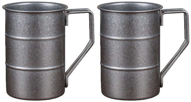 SoBuy 스테인리스 빈티지 캠핑 맥주 머그컵, 2개, 실버
