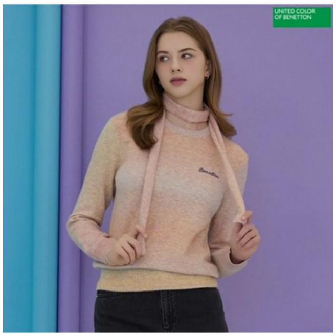 베네통 골프 베네통 24FW 로고니트 여성용 핑크