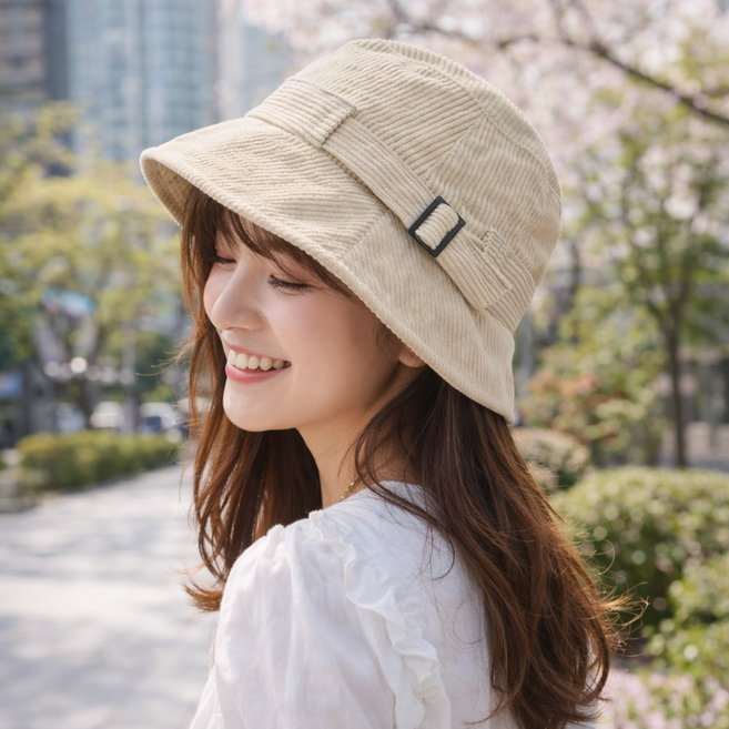 모장 A21코듀로이 버킷햇 중년여성모자 가을겨울 벙거지모자 햇빛차단 데일리모자 여행모자