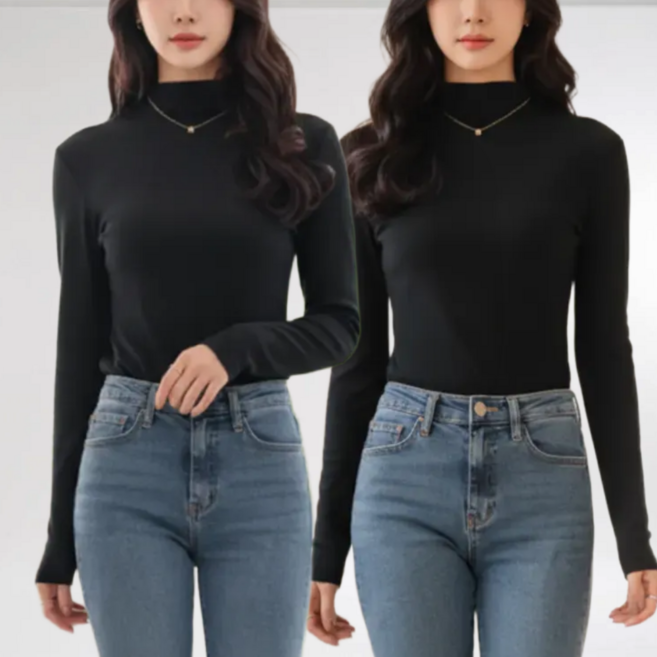 바이엘라 여성 티셔츠 폴라티 목티 반목 긴팔티 2P