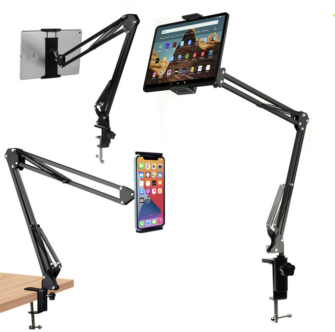 오엠티 태블릿 아이패드 침대 책상 자바라 관절 클램프 거치대, 블랙, OSA-JOINT, 1개