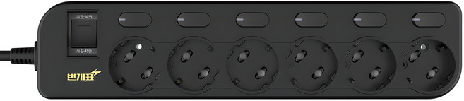 번개표 국산 절전형 개별스위치 멀티탭 6구 M6B-S1.5/R, 1.5m, 블랙, 1개