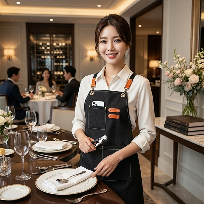 보들이 데님 앞치마 생활방수 프리미엄 남녀공용, 1개, 블랙