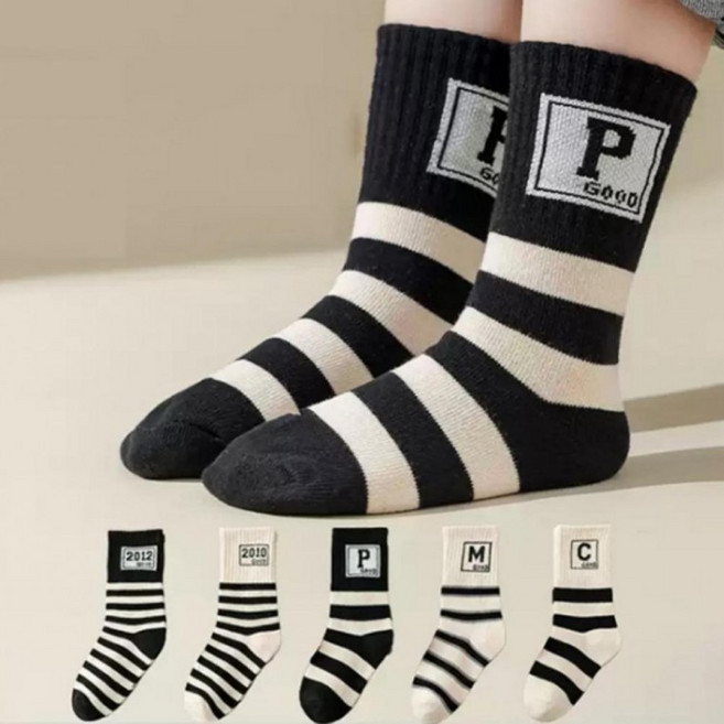 양말 남아 여아 5켤레세트 중목 키즈 모던스타일스트라이프