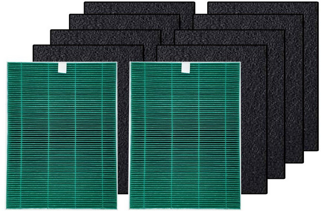 Coway 適用AP-1216 AP-1216L 綠淨力空氣清淨機 抗菌HEPA濾網 活性碳濾網 濾芯, 1個, 2片抗菌HEPA濾網+8片脫臭活性碳濾網