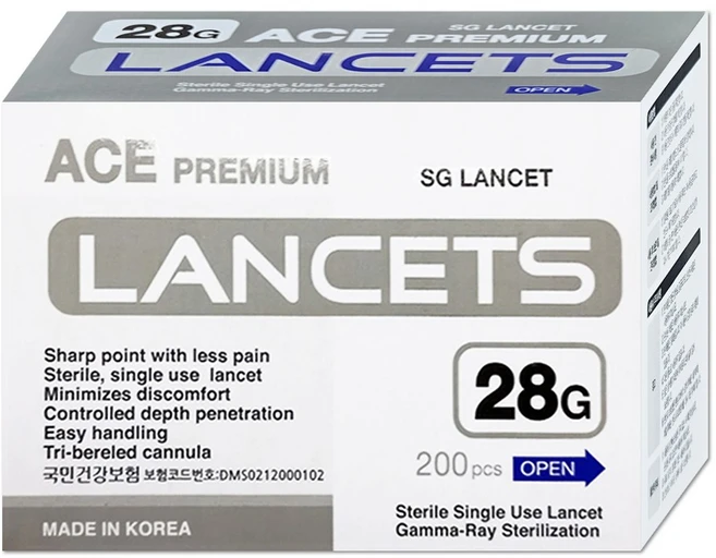 에이스란셋 28G 200개입 사혈침 채혈침, 1개 - 쿠팡