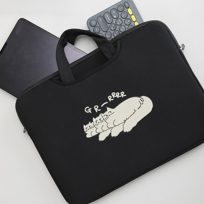 귀여운 캐릭터 일러스트 노트북 파우치 맥북 LG 그램 갤럭시북 13인치 14인치 15인치 16인치, 그릉그릉, 1개