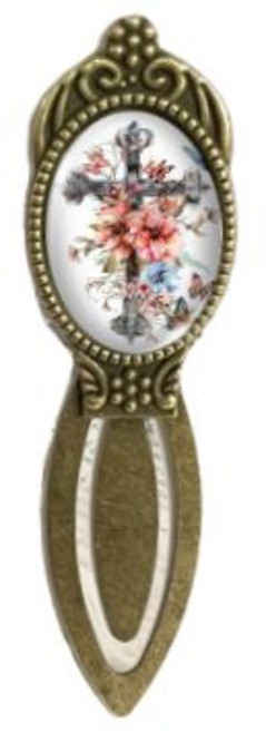 보스케 십자가 성경 메탈 책갈피, 1개, 플라워 크로스