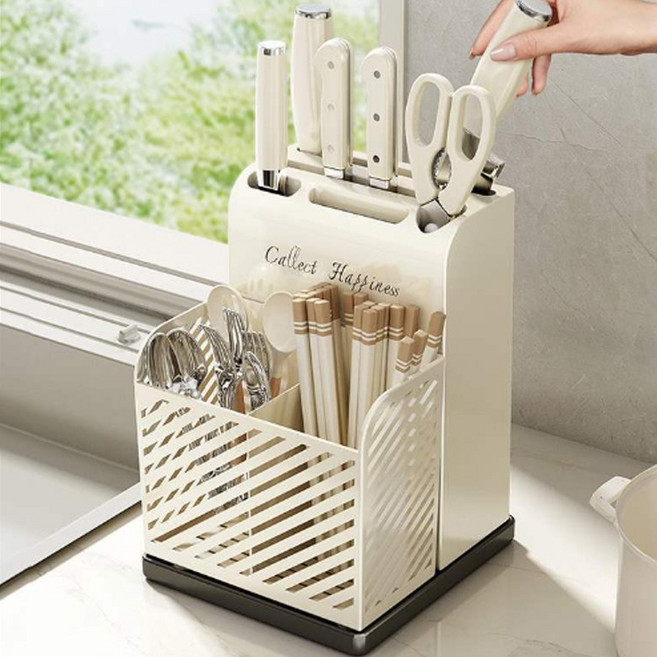 리미시아 주방 조리도구 정리홀더 수저통, 1개, 크림화이트혼합