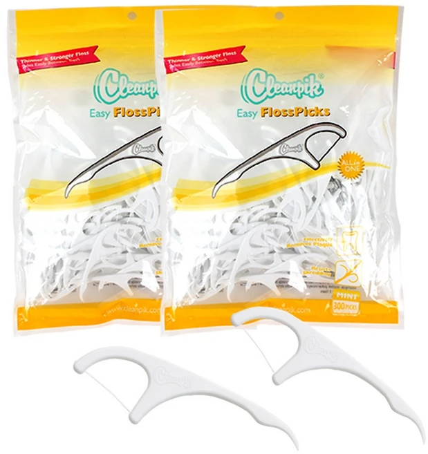 클린픽 이지 플로스픽스 일회용 치실 대용량 손잡이 휴대용, 300개입, 2개 - 쿠팡
