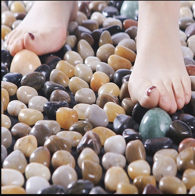 FOOI 천연 조약돌 지압매트 고밀도 발지압판 부모님선물, 01.대형 꽃(중밀도), 1개