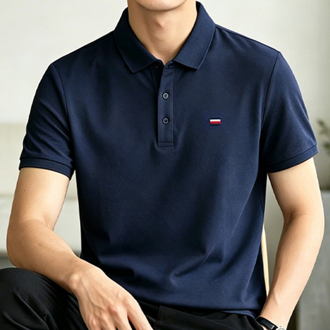 8위 - 폴로 셔츠 남성 무다림 반팔 상의 중년 아빠룩 크로스보더 트렌드 브랜드 터틀넥 리얼 이너 폴리에스터 루즈핏 