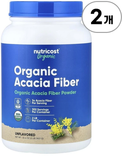 뉴트리코스트 유기농 아카시아 파이버 파우더 Nutricost Organic Acacia Fiber Powder 907g, 2개 - 쿠팡
