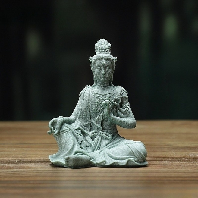 수월관음상 불교 상 탁상형 좌 미니 불상 절 불교 용품 불교굿즈 관세음보살, 청녹색, 1개