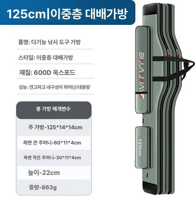 바다낚시가방 다용도 방수 태클백 다기능 낚시용 수납, 2025프리미엄에디션 125cm C