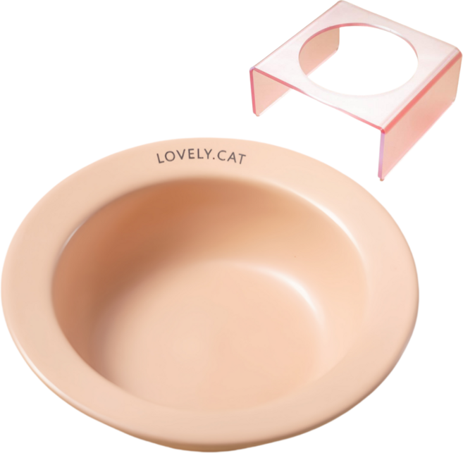 타이디 식기세트 애견식기 아크릴 고양이물그릇+거치(혼합색상 랜덤 발송), 오렌지색, 1개