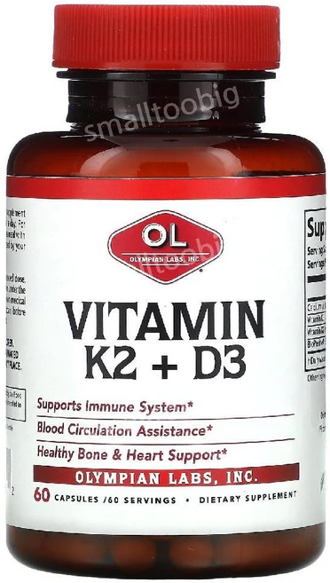 올림피안랩스 비타민 k2 mk7 D3 60캡슐 메나퀴논 바이오페린 vitamin, 60정, 60정 - 쿠팡