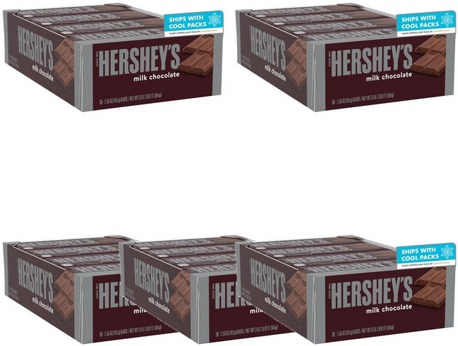 HERSHEYS 허쉬스 밀크 초콜릿 캔디 바 할로윈 캔디 36개입, 5개, 1.58kg
