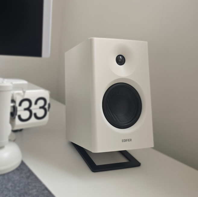 룸랩스 스피커 받침대 에디파이어 MR4 MR3 거치대 브리츠 북쉘프 스탠드, 화이트, 스퀘어, 1개