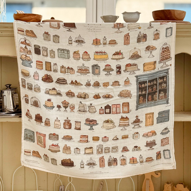 몽쁘띠프로제 뱀부코튼 머슬린 2중거즈 감성 블랭킷 S, Cafe Bonbon