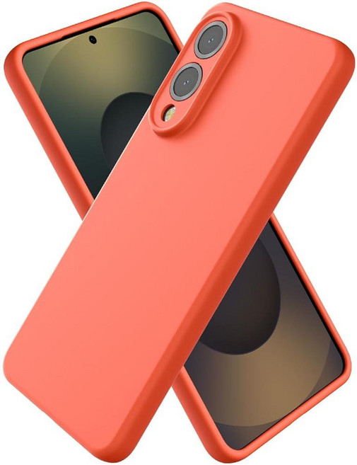 CUZMIGO 삼성 갤럭시 S25 엣지용 실리콘 케이스 긁힘 방지 극세사 안감이 있는 부드러운 슬림 액체 실리콘 폰 케이스 귀여운 색상의 카메라 커버 보호 네온 옐로우, S25 Edge, 주황색