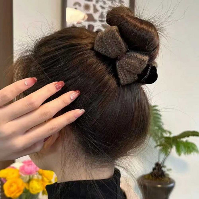 여자 올림 똥 머리 헤어 액세서리 리본 집게 핀 코디
