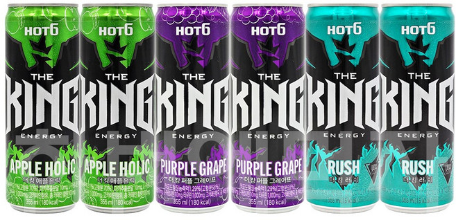 [한번에먹자] 핫식스 더킹 혼합세트 (러쉬2 + 애플홀릭2 + 퍼플그레이프2), 6개입, 355ml