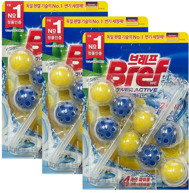 헨켈 브레프 파워액티브 변기세정제 레몬향, 100g, 3개