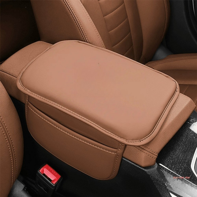 아우디 콘솔박스 쿠션 팔걸이 나파가죽 사이드포켓 호환, 레드-파우치포함