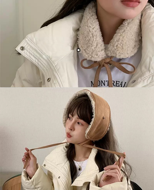 gradle 여성 겨울 방한귀마개 리버시블 스웨이드 뽀글이 귀도리 목도리겸용 포그니귀도리