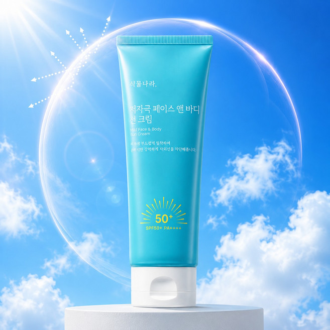 식물나라 마일드 페이스&바디 썬크림 저자극 SPF+ 선케어 무기자차 수분진정, 1개, 150ml