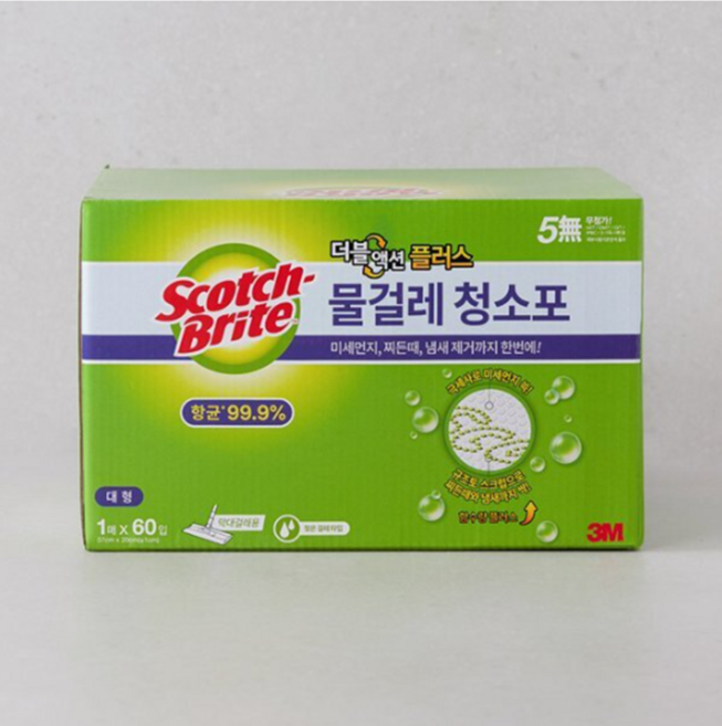3M 더블액션 플러스 물걸레 청소포 대형 60매 1개