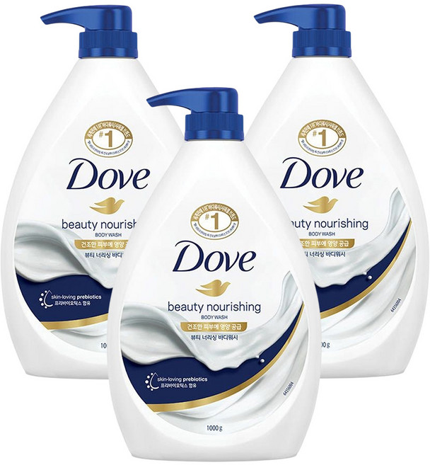 도브 뷰티 너리싱 바디워시, 1kg, 3개