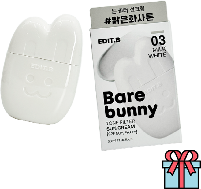 에딧비 베어버니 톤필터 선크림 맑은 우윳빛톤업 밀크화이트(milkwhite) + 사은품(랜덤), 1개, 30ml