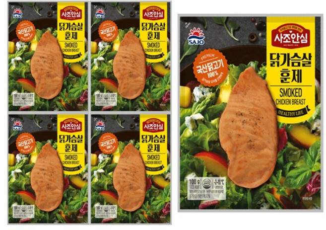 대림선 닭가슴살 훈제 100g, 5개