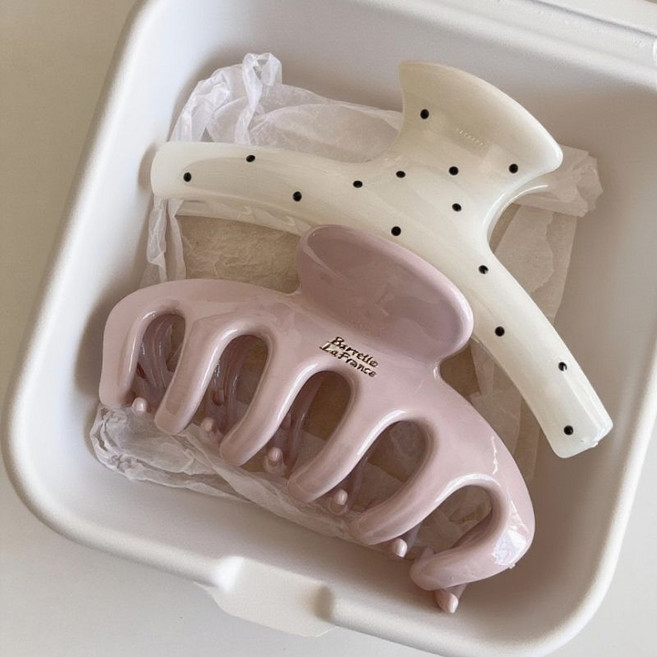 도트 빅사이즈 2P 집게핀 여성 올림머리 헤어클립 우아한 머리삔 FS127