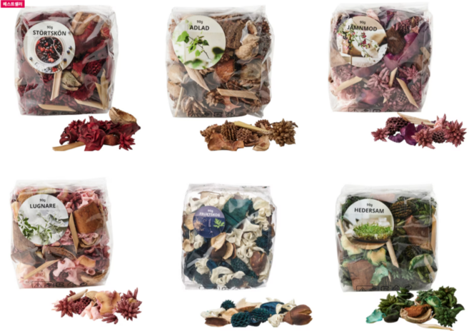 [선택] 이케아 방향제 포푸리 프룩트스코그 스퇴르트셴 룽나레 아들라드 헤데르삼 옘모드